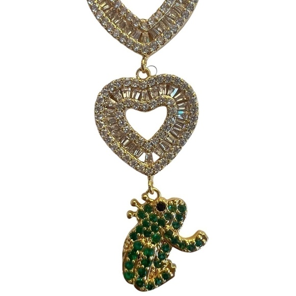 18K Goldplated & Cubic Zirconia Frog Drop Earrings - NWT - Picture 4 of 5